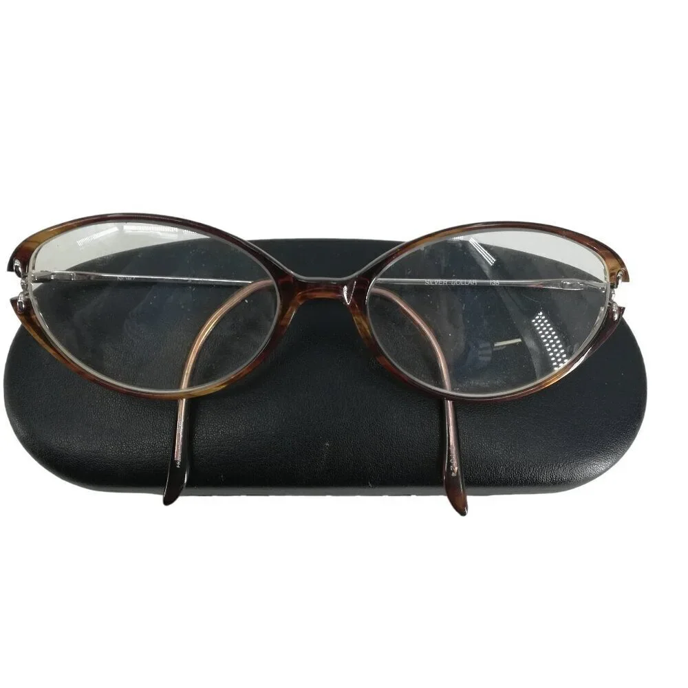 Silver Dollar Nora Eyeglasses Glasses Tortoise Brown Plastic Frames Vintage 135